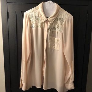 Miss Me Pale Pink Button Up Blouse